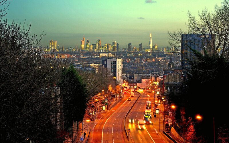 London Skyline at Dusk — Green, Calm
