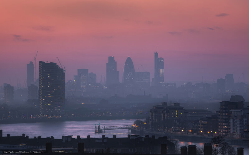 London Skyline at Dusk — Pink