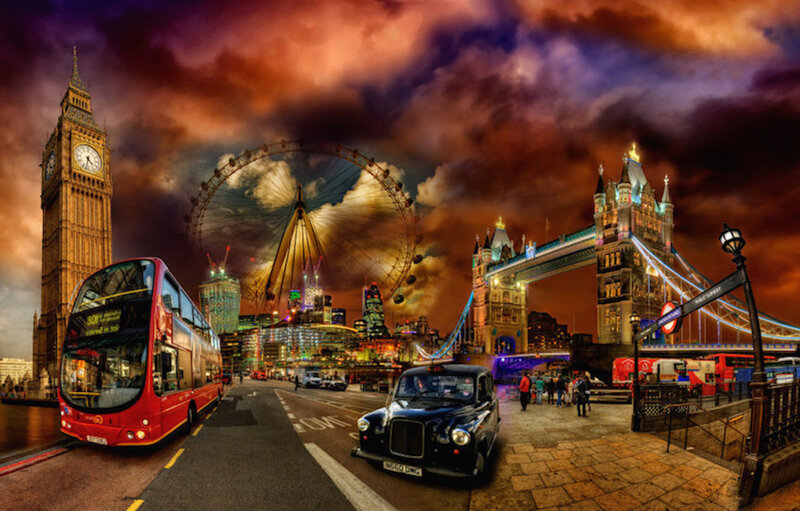 London Skyline at Dusk — Purple, Dramatic, Night