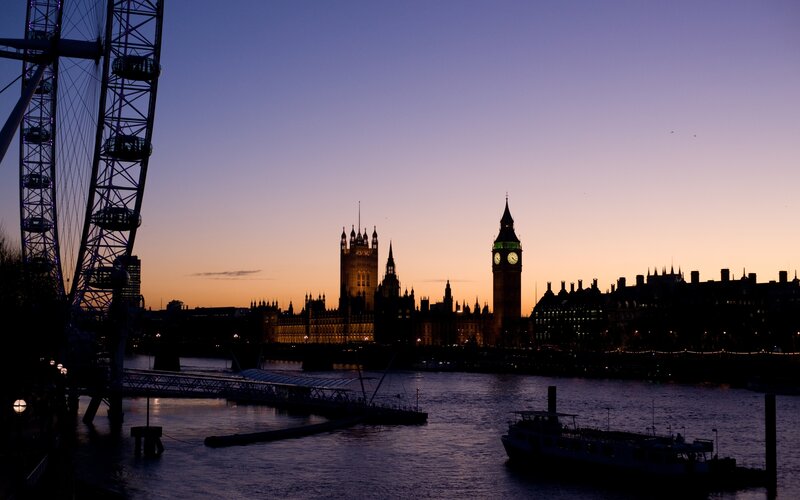 London Skyline at Dusk — Purple, Serene, Sunset