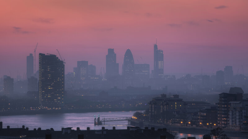London Skyline at Dusk — Purple, Serene