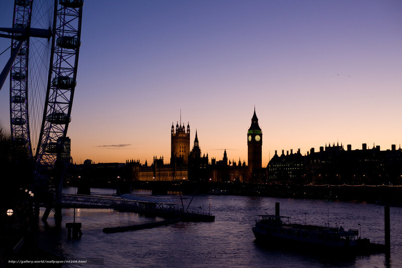 London Skyline at Dusk — Purple