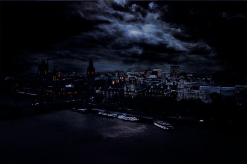 London Skyline at Night — Black
