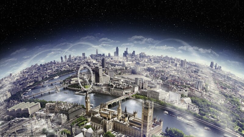 London Skyline at Night — Blue, Dramatic, Photograph, River Thames, London Eye