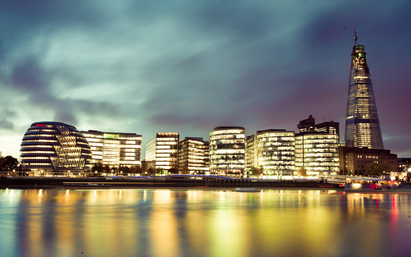 London Skyline at Night — Blue, Dramatic, Photograph