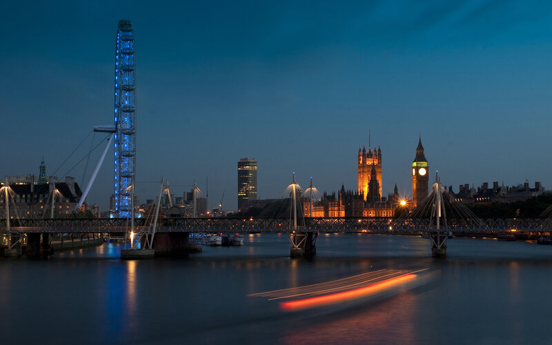 London Skyline at Night — Blue, Serene