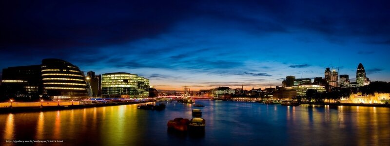 London Skyline at Night — Blue