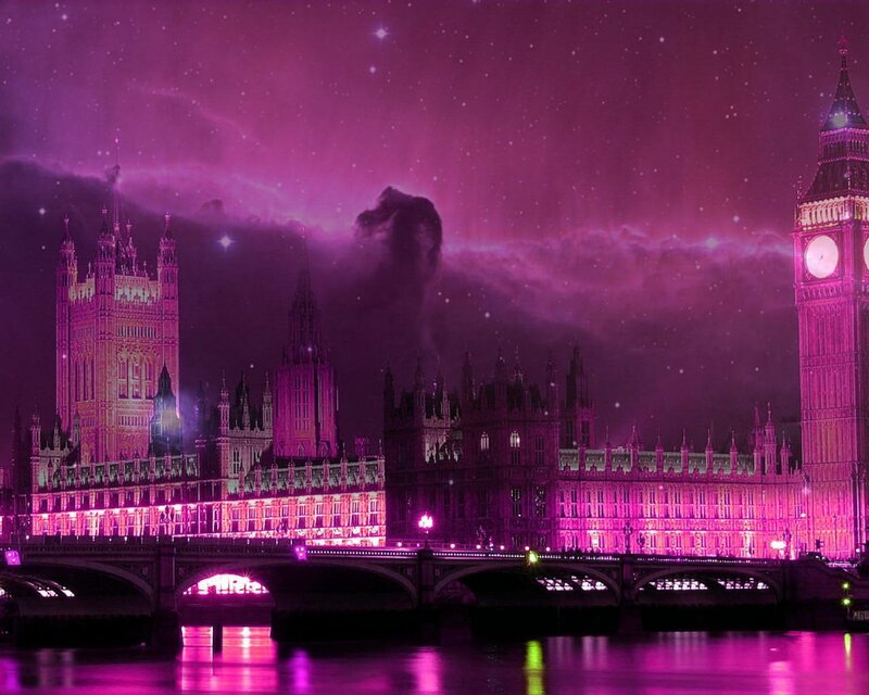 London Skyline at Night — Purple