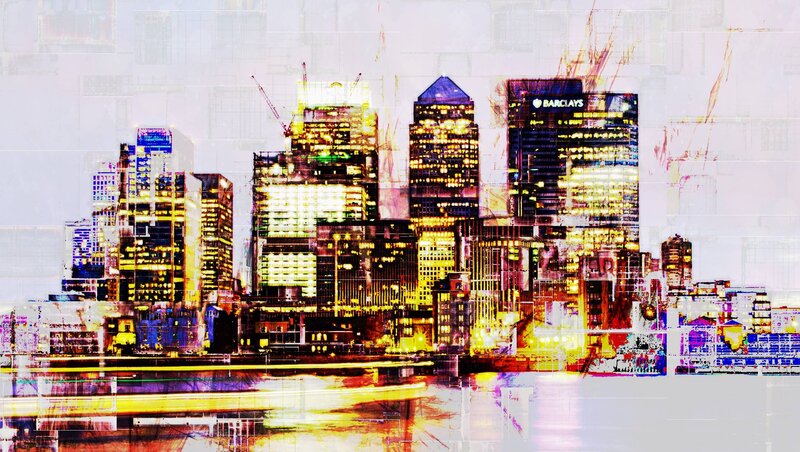 London Skyline at Night — Yellow, Dramatic