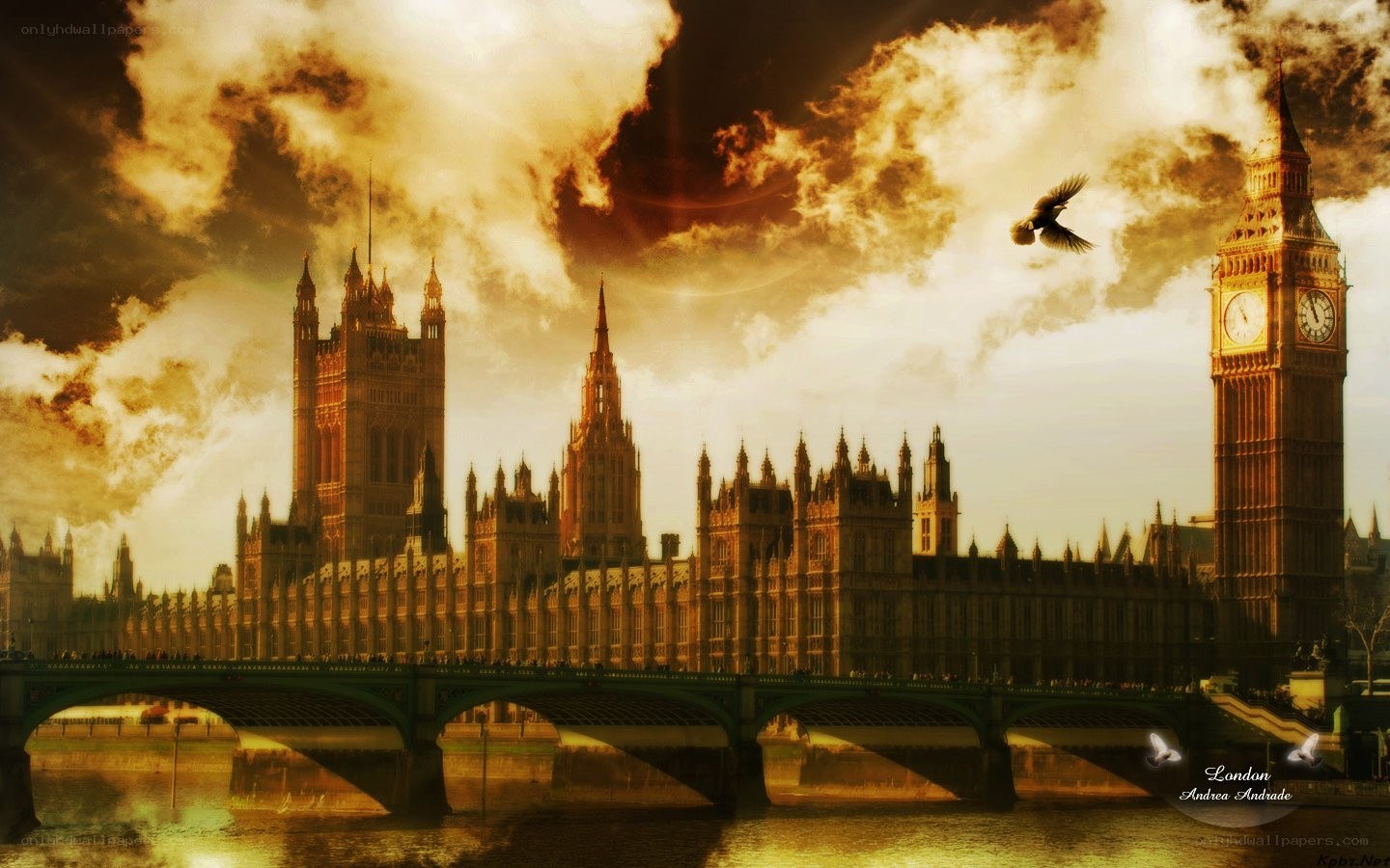 London skyline at sunset