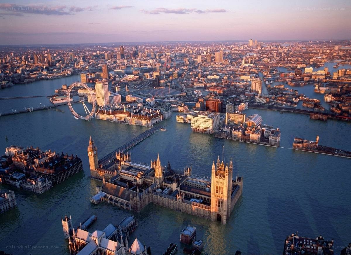 London skyline at sunset