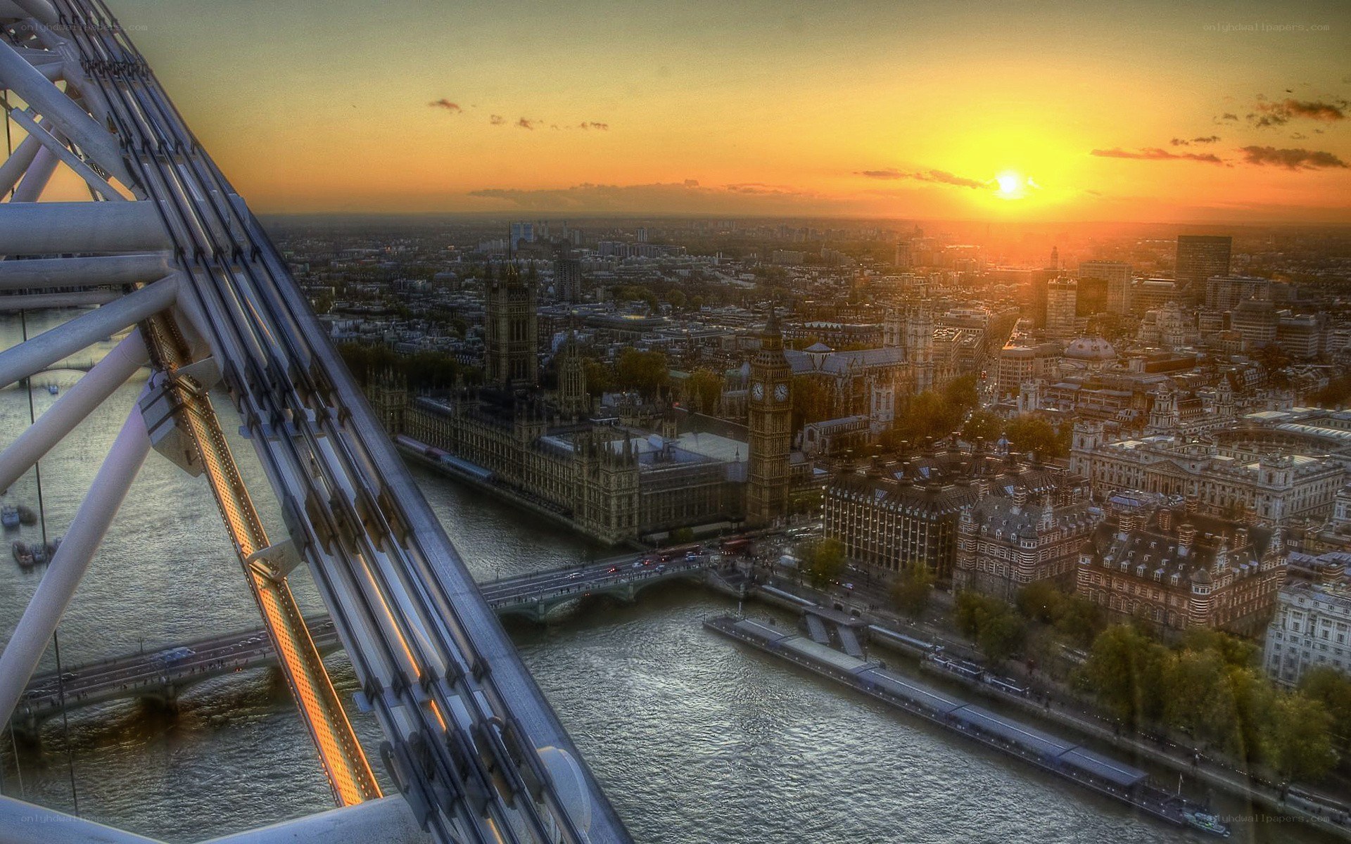London skyline at sunset