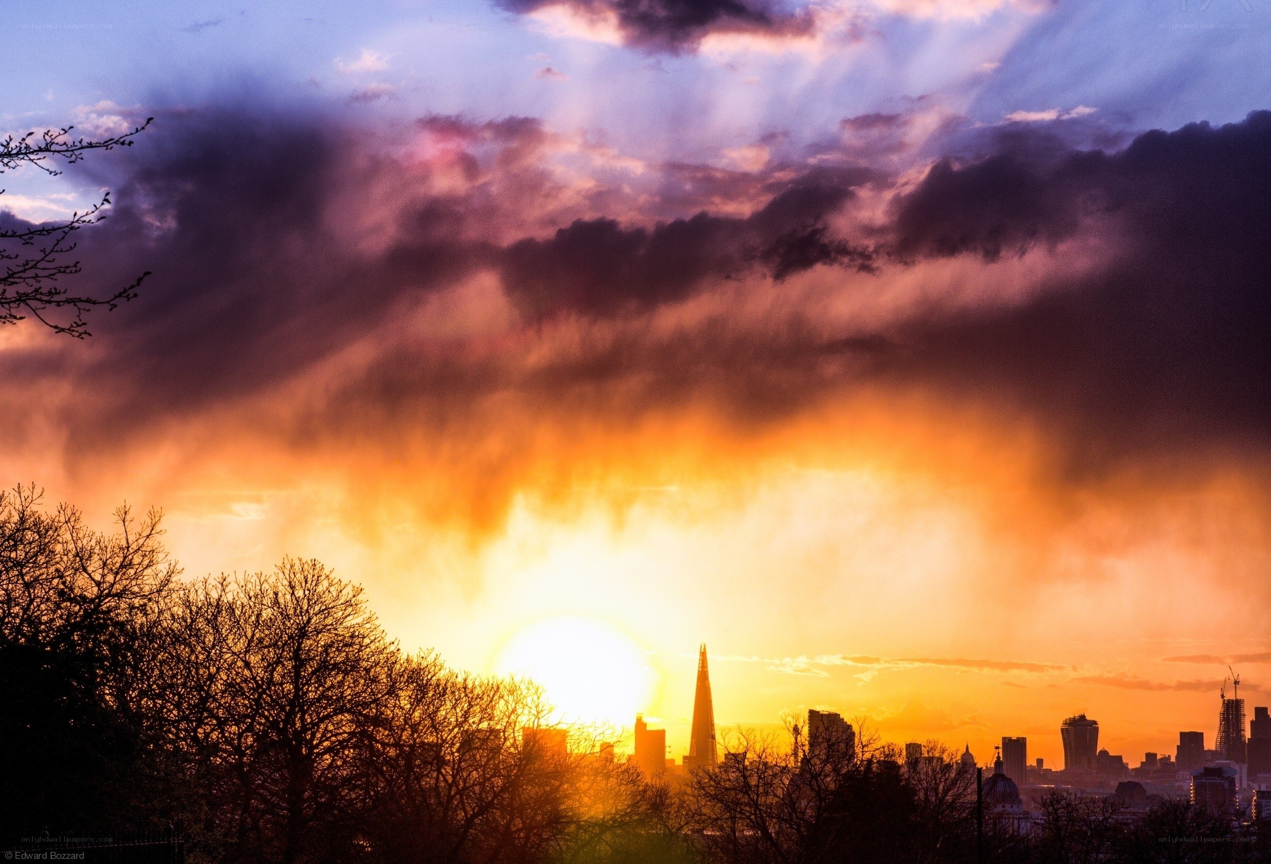 London skyline at sunset