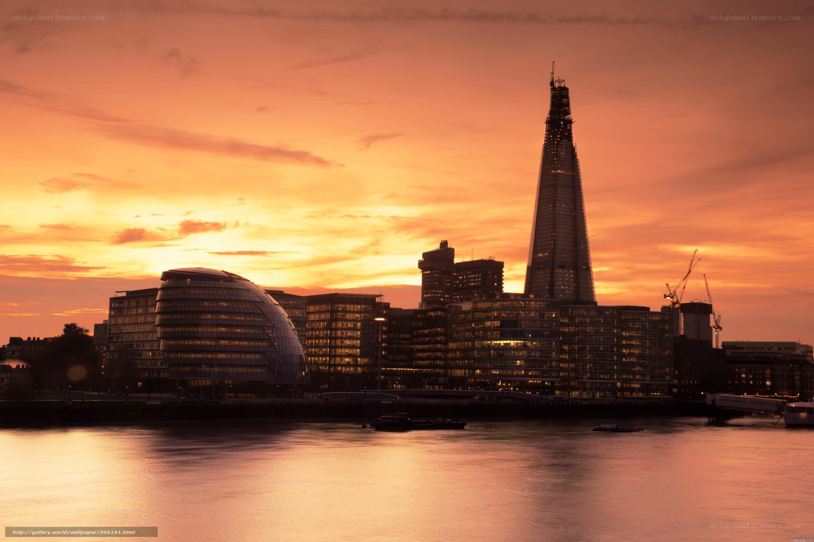 London skyline at sunset