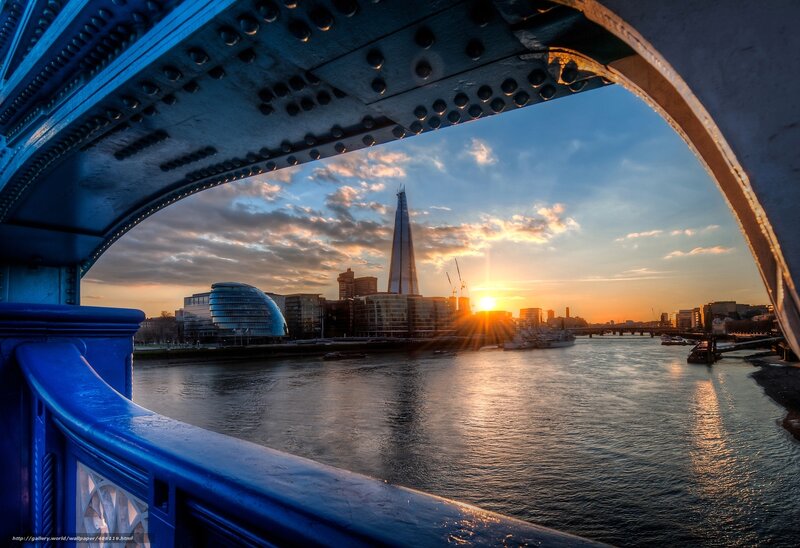 London Skyline at Sunset — Blue, Dramatic, Photograph, the Shard, River Thames