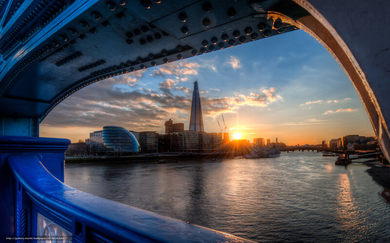 London Skyline at Sunset — Blue, Dramatic, Photograph, the Shard