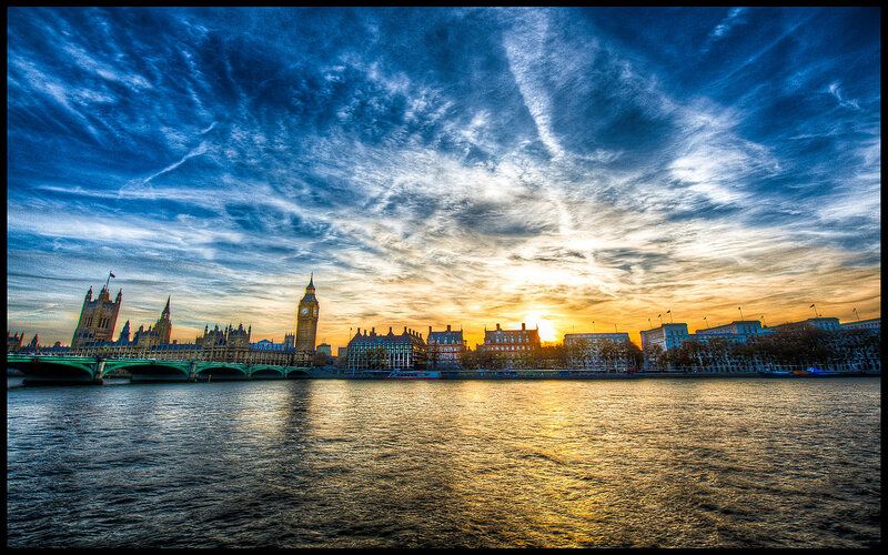 London Skyline at Sunset — Blue, Dramatic