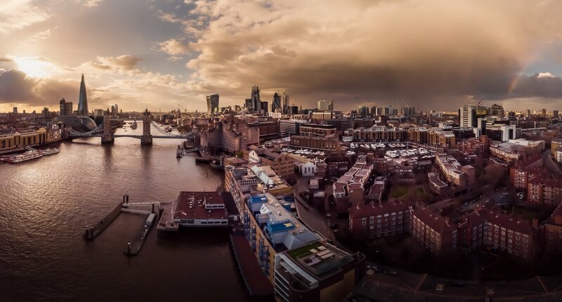 London Skyline at Sunset — Brown, Dramatic, Photograph