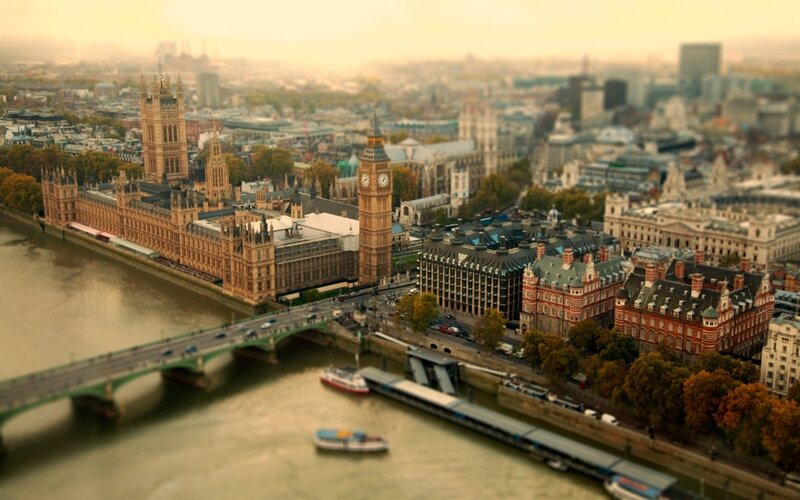 London Skyline at Sunset — Brown, Serene