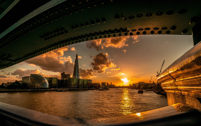 London Skyline at Sunset — Orange, Dramatic, Photograph