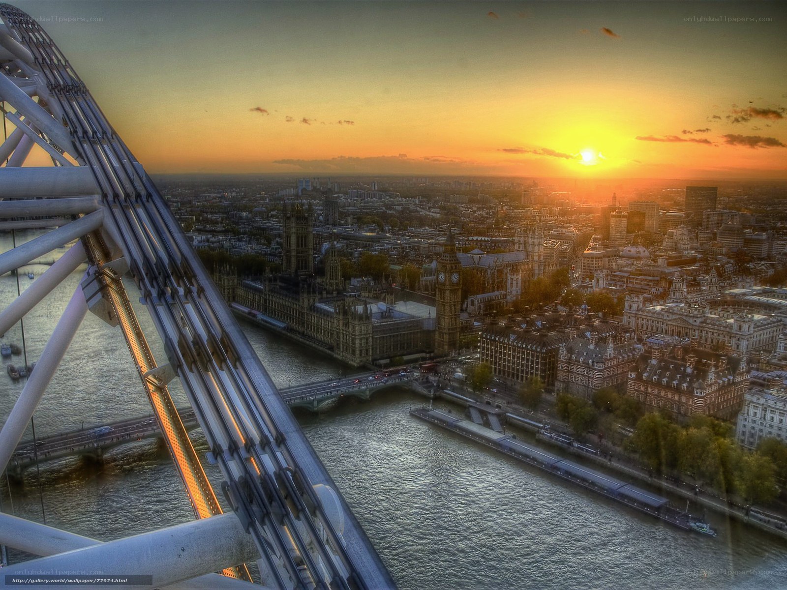 London skyline at sunset