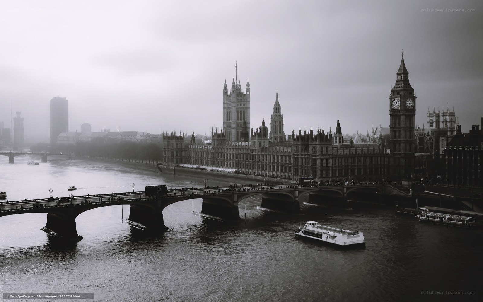 London skyline on a foggy day
