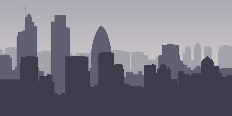 London Skyline Silhouette — Gray