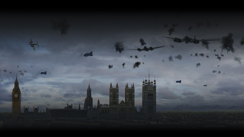 London Skyline under Attack — Gray