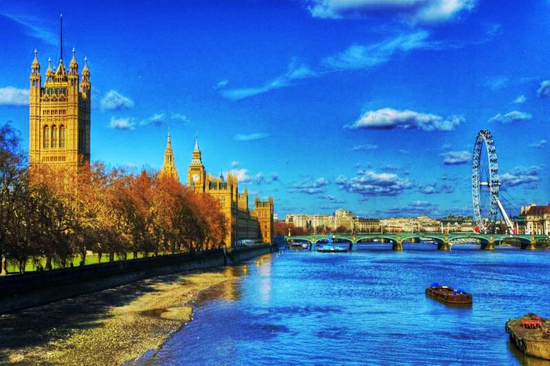 London Skyline View — Blue, Bright