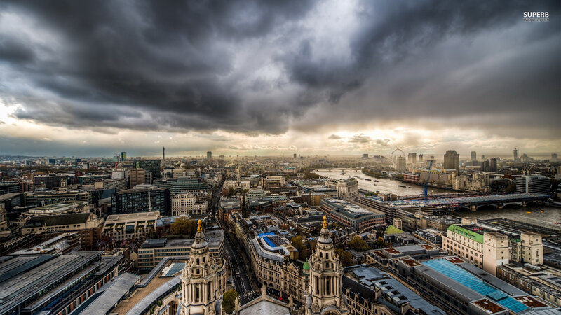 London Skyline View — Gray, Dramatic, Afternoon, Photograph