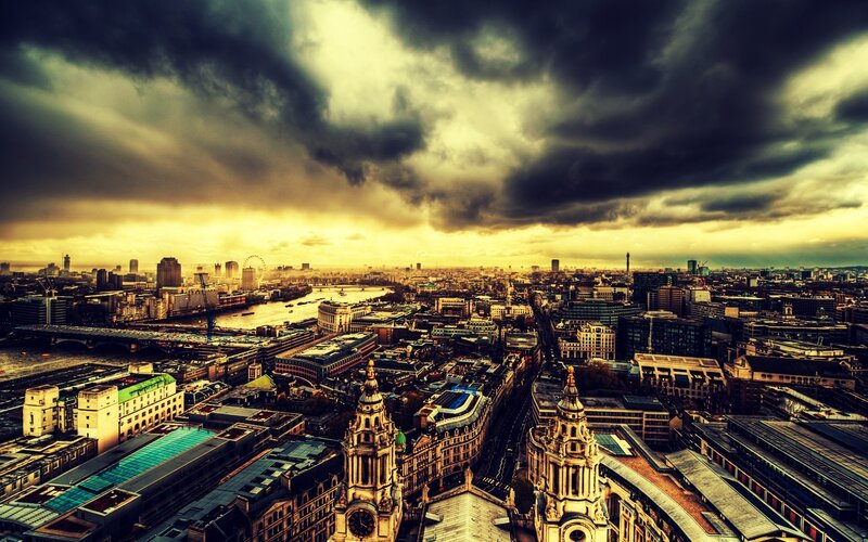 London Skyline View — Yellow