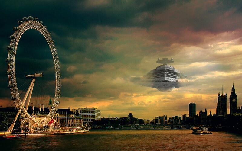 London skyline with alien ship