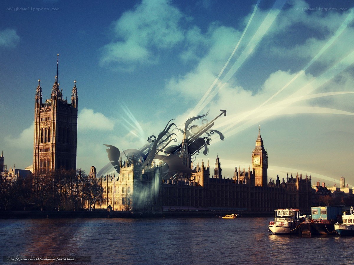 London skyline with artistic overlay