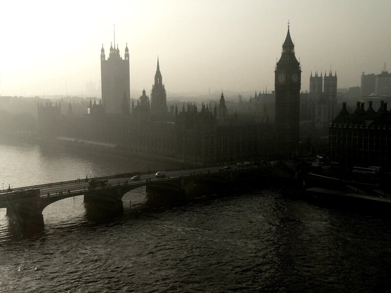 London Skyline with Big Ben — Gray, Hazy