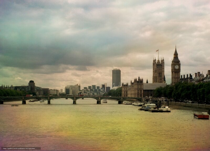 London Skyline with Big Ben — Gray, Overcast