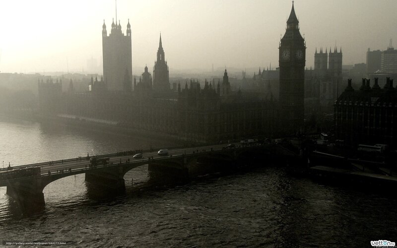 London Skyline with Big Ben — Gray