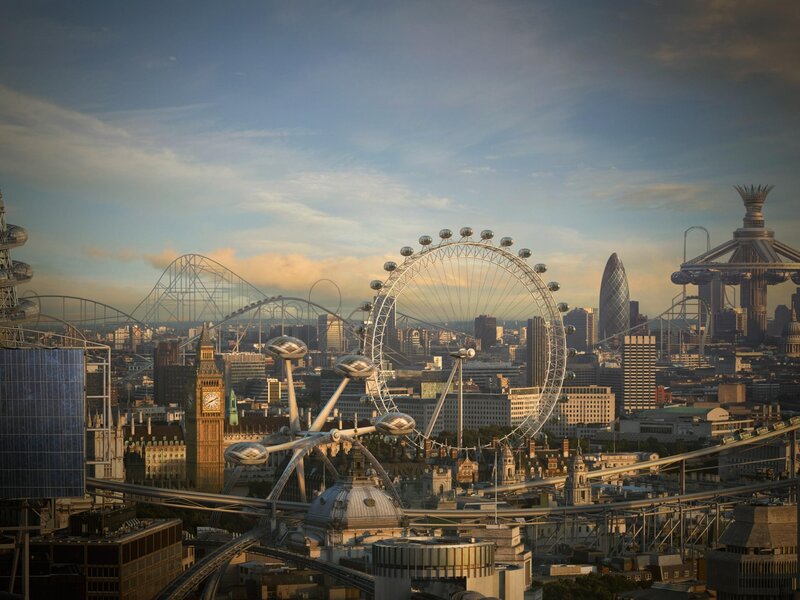 London skyline with futuristic elements