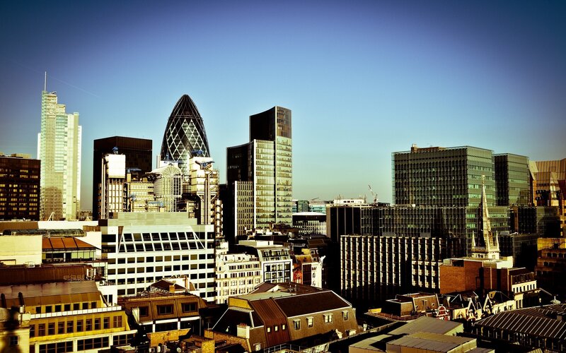 London skyline with Gherkin building