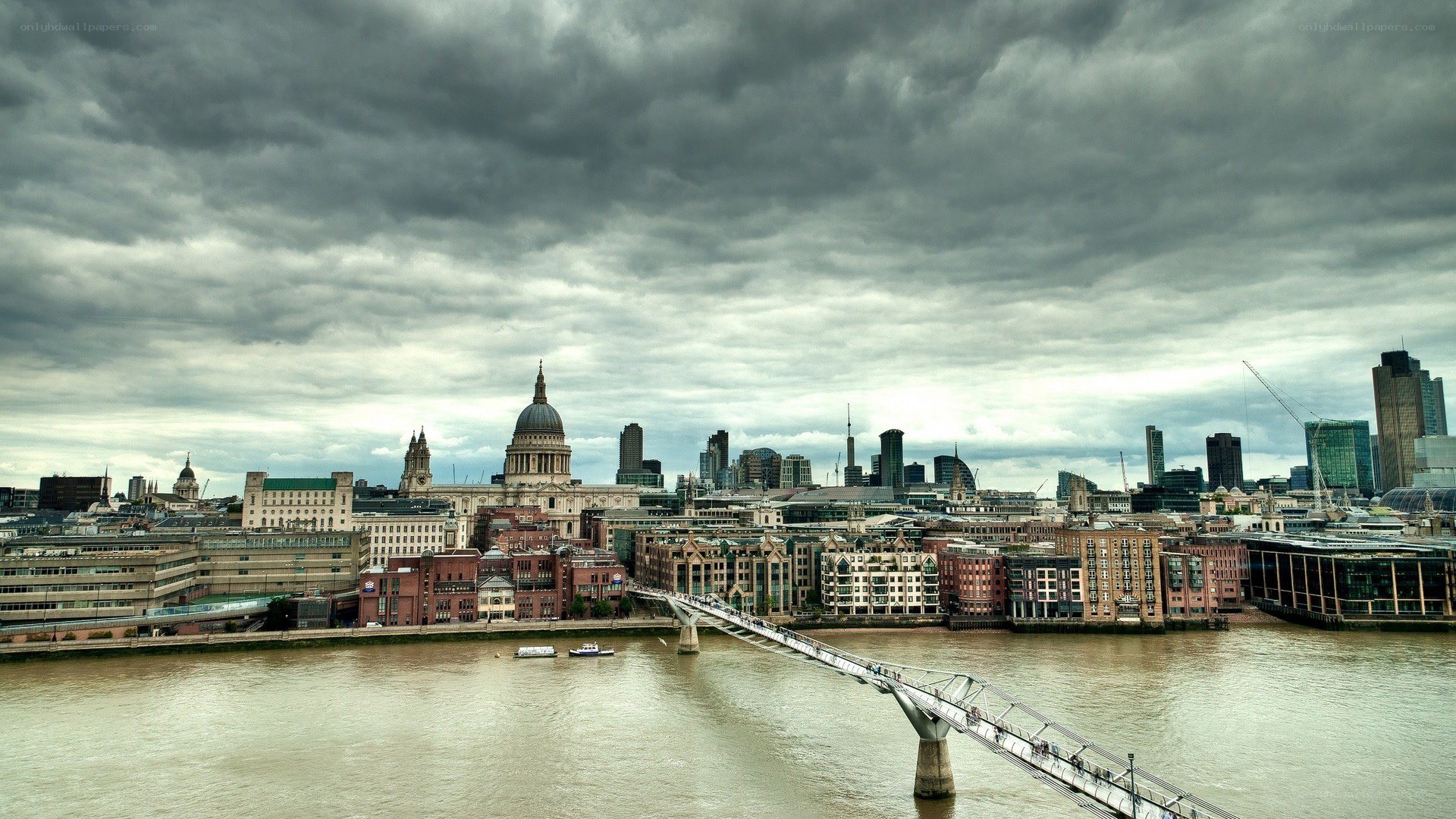 London skyline with Millennium Bridge