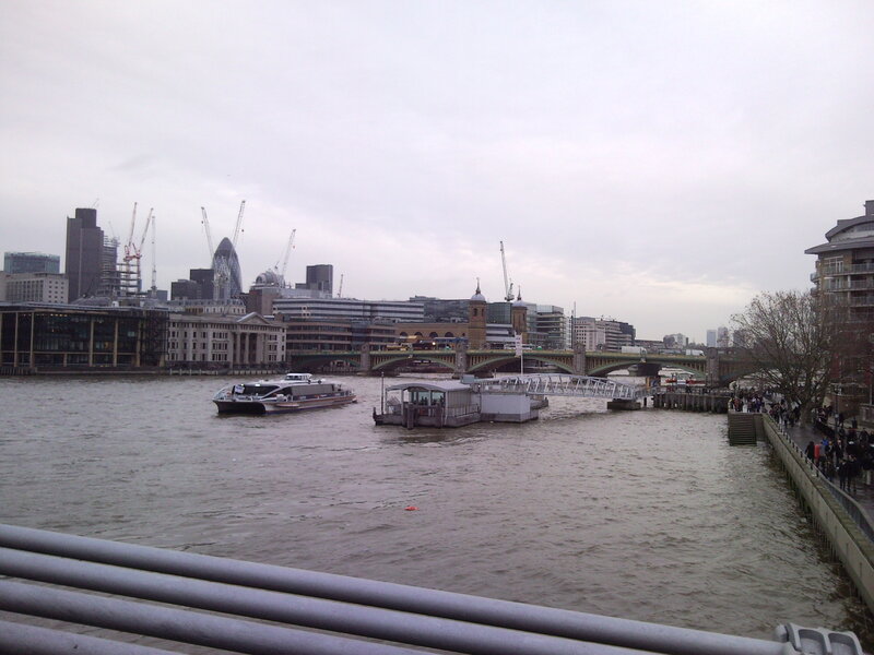 London skyline with river and bridge