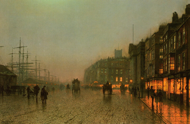London street at dusk