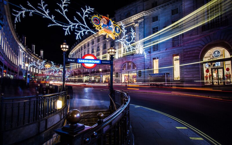 London Street at Night — Blue