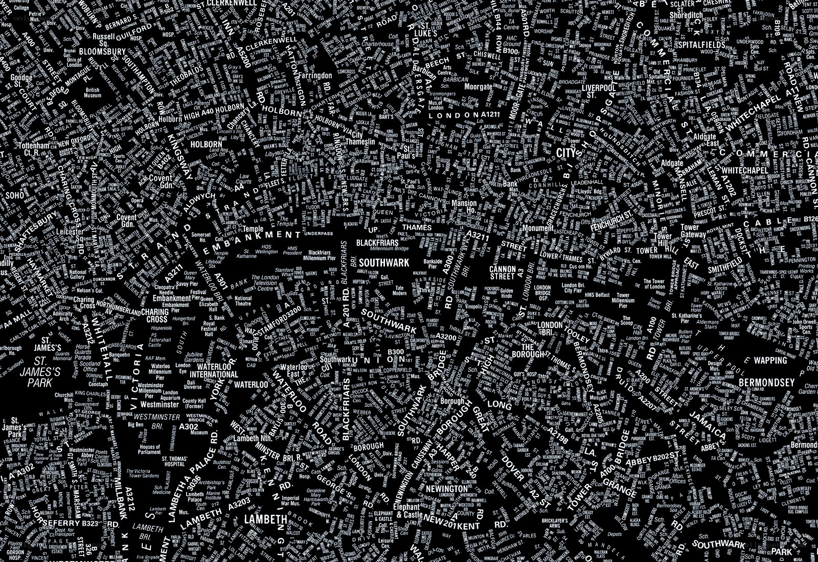 London street map typography