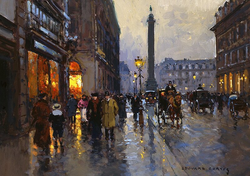 London street scene at dusk