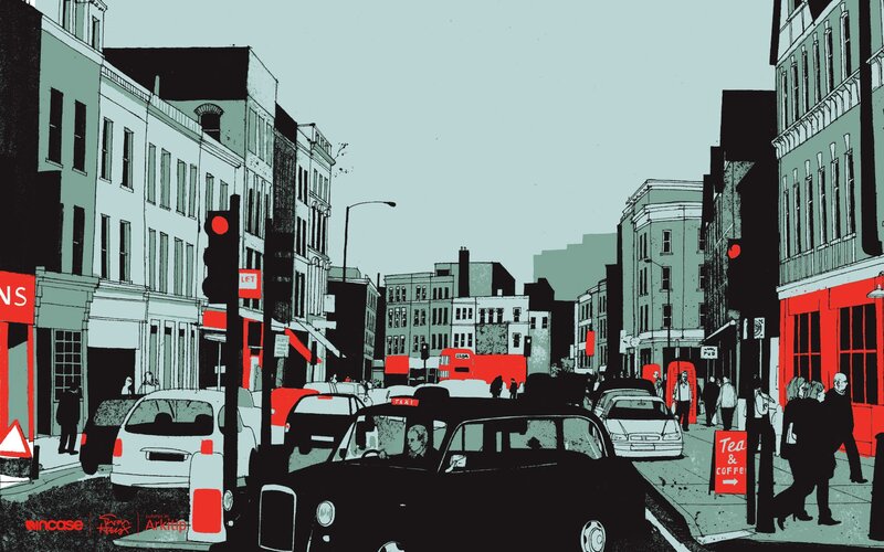 London street scene illustration