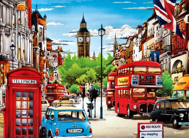 London Street Scene — Red