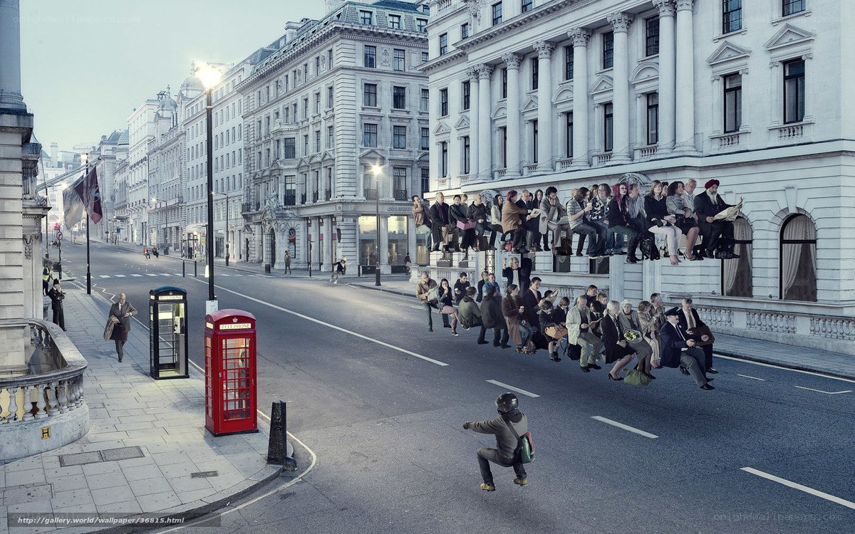 London street scene with people