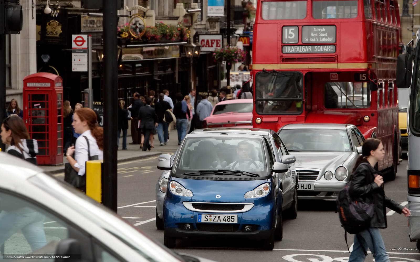 London street scene with red bus