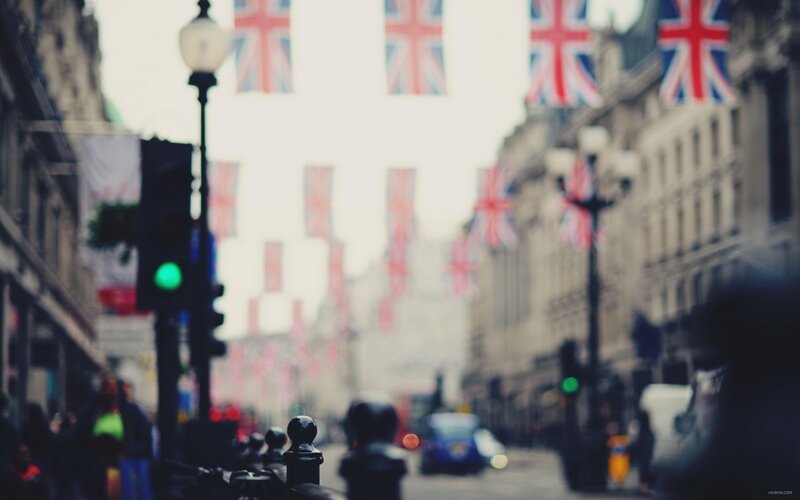 London Street with Flags
