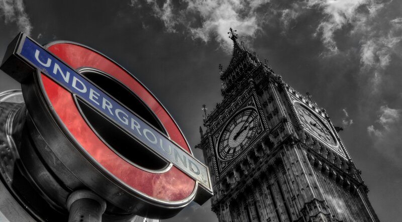 London Underground sign and Big Ben